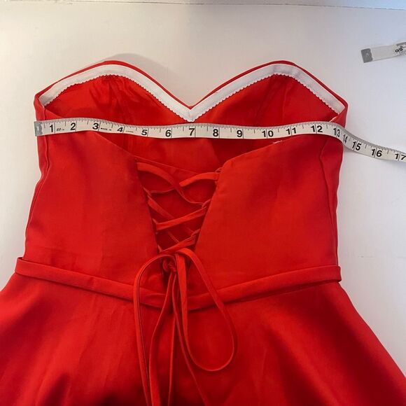 Ellie Wilde Mon Cheri Red Satin Corset Prom Pageant Ball Gown Size 6 - Picture 13 of 14